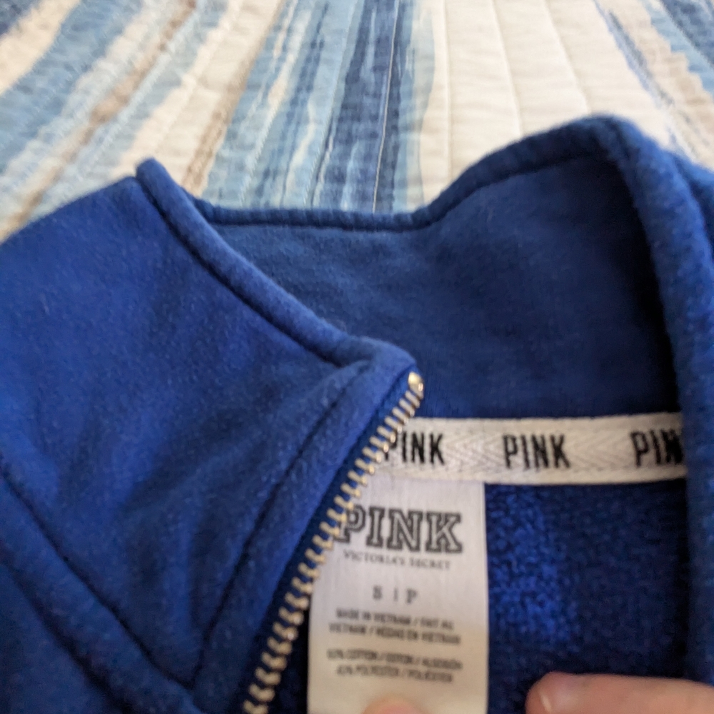 PINK Victoria's Secret Cobalt Sweater with Leopard Sleeves - Picture 4 of 6